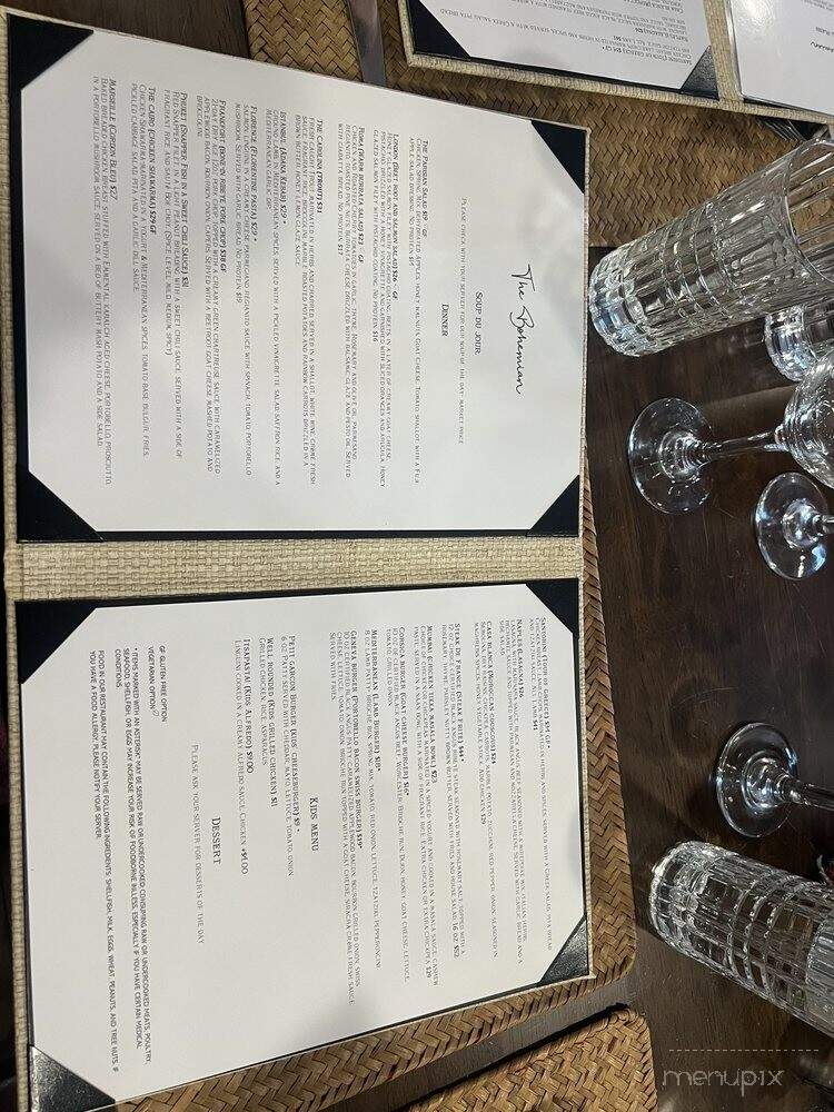 The Bohemian Restaurant - Brevard, NC menu_pic