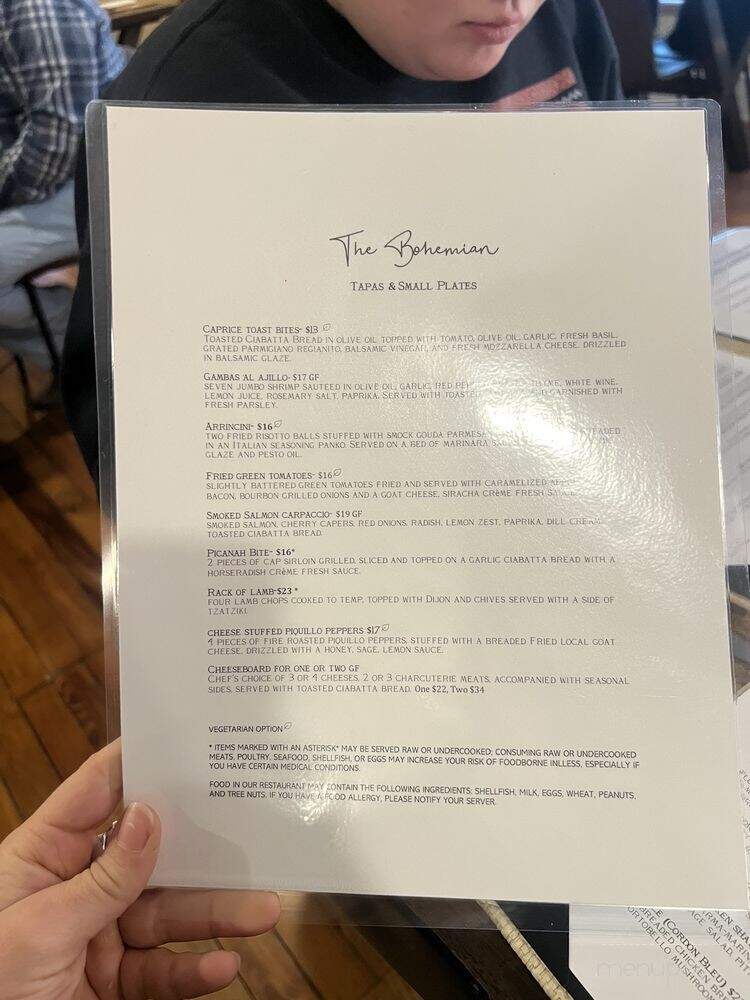 The Bohemian Restaurant - Brevard, NC menu_pic