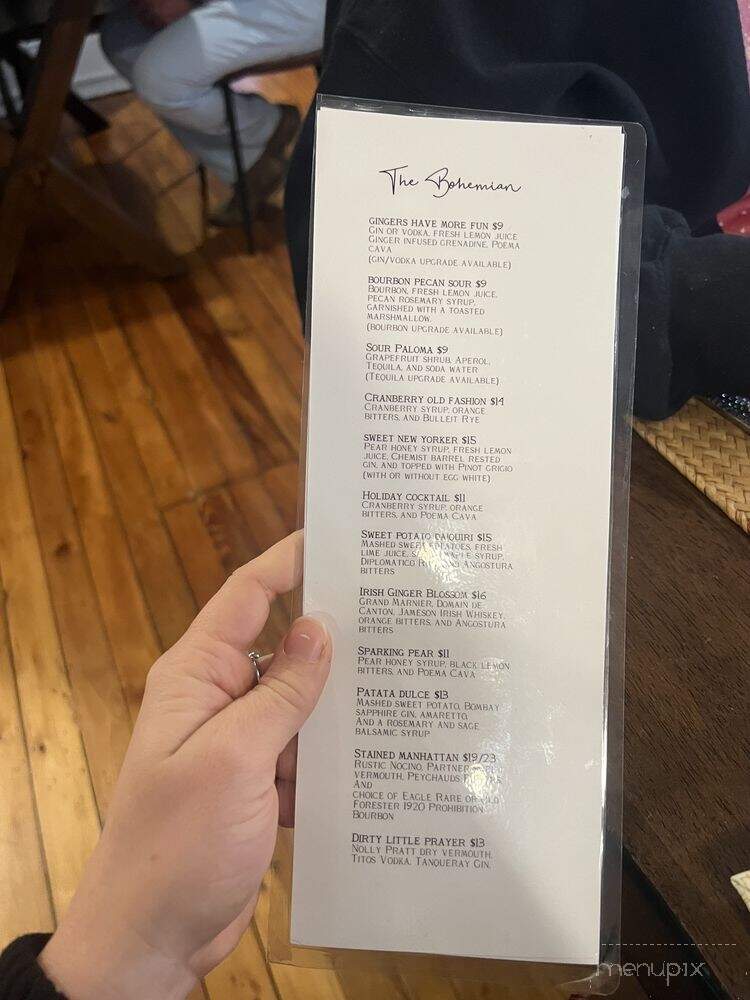 The Bohemian Restaurant - Brevard, NC menu_pic