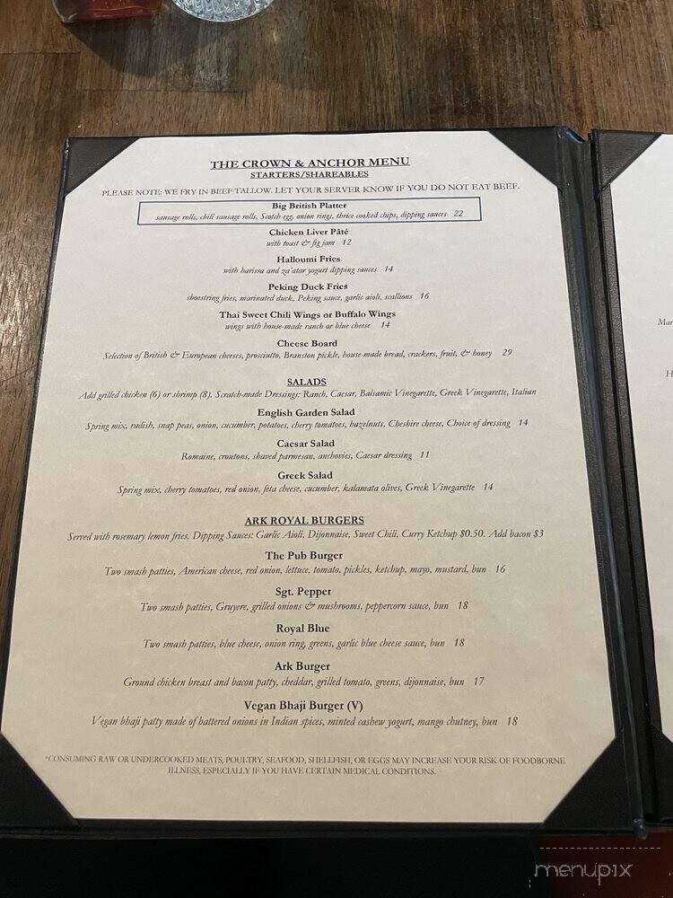 The Crown & Anchor Pub - Pooler, GA menu_pic