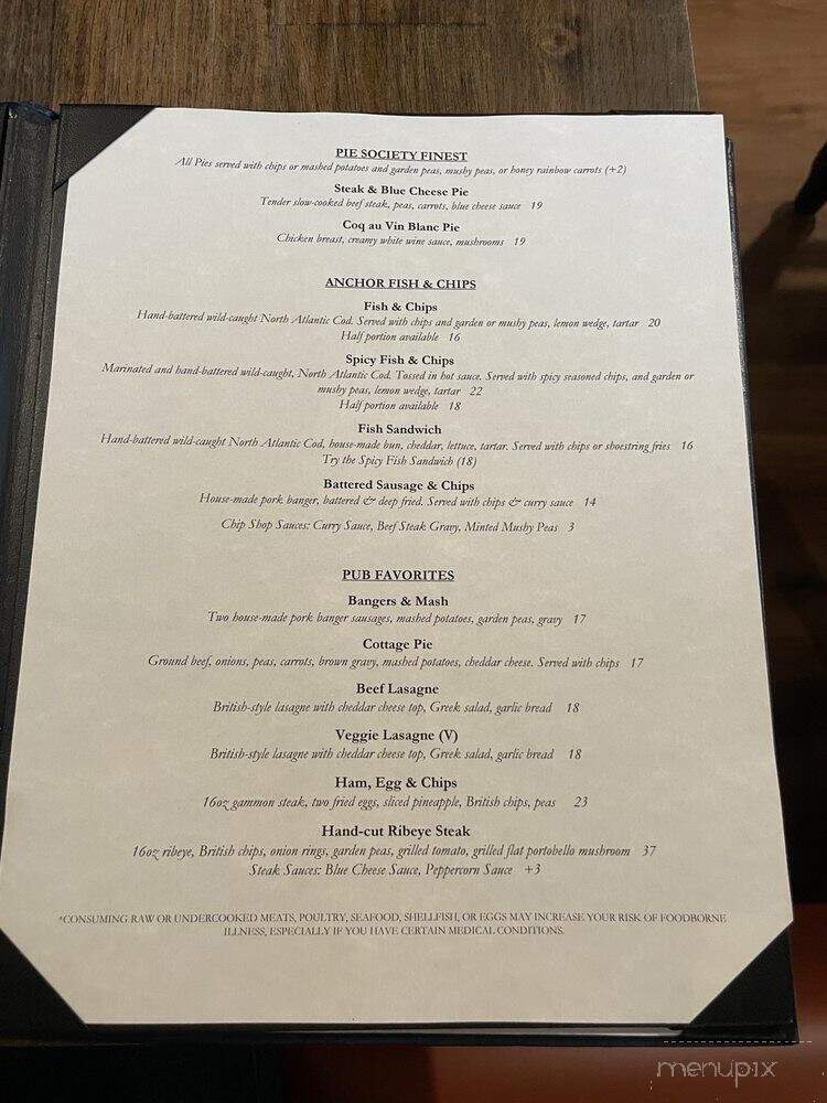 The Crown & Anchor Pub - Pooler, GA menu_pic