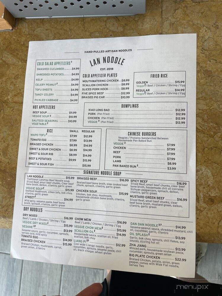 Lan Noodle - West Hollywood, CA menu_pic