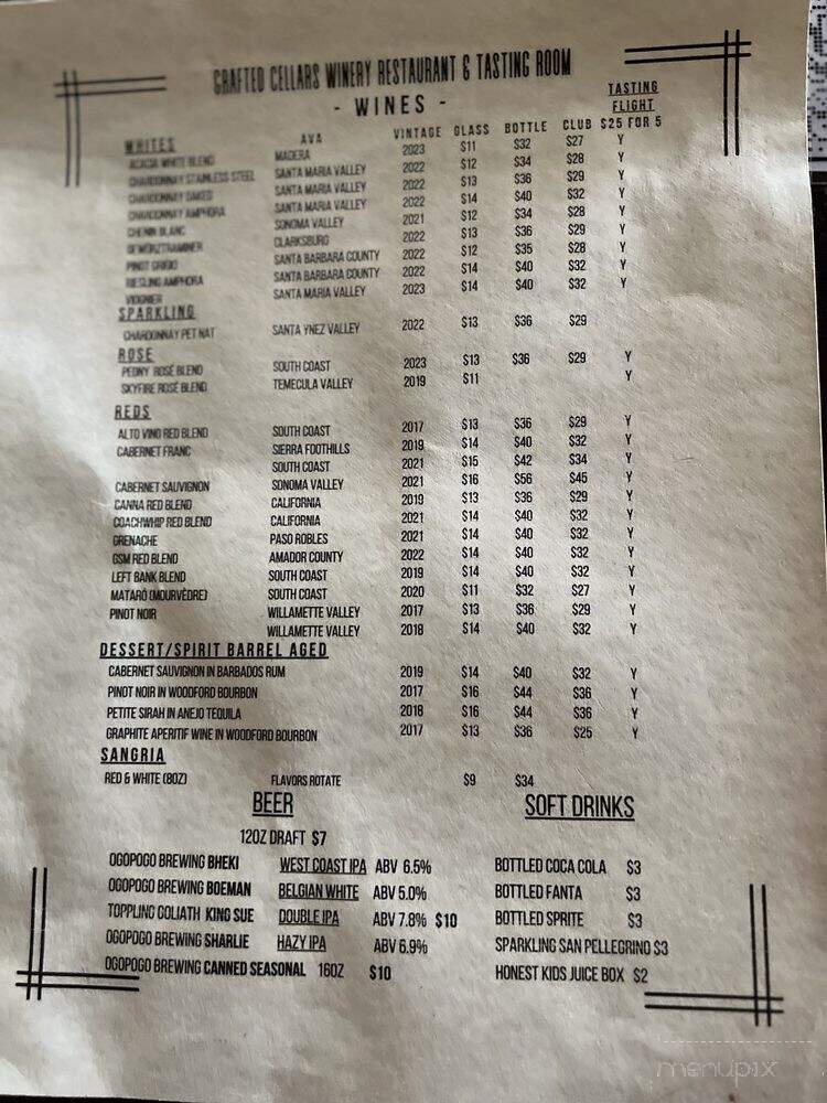 Grafted Cellars - Claremont, CA menu_pic