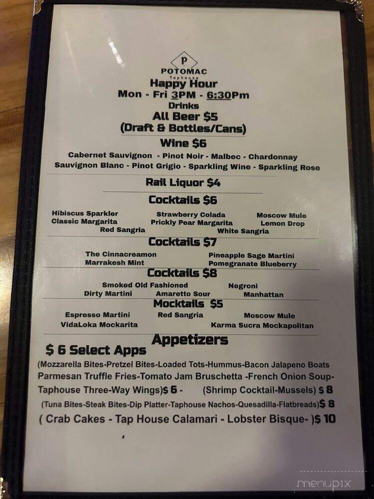 Potomac Taphouse - Ashburn, VA menu_pic