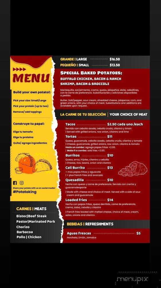 Potato King - Richland Hills, TX menu_pic