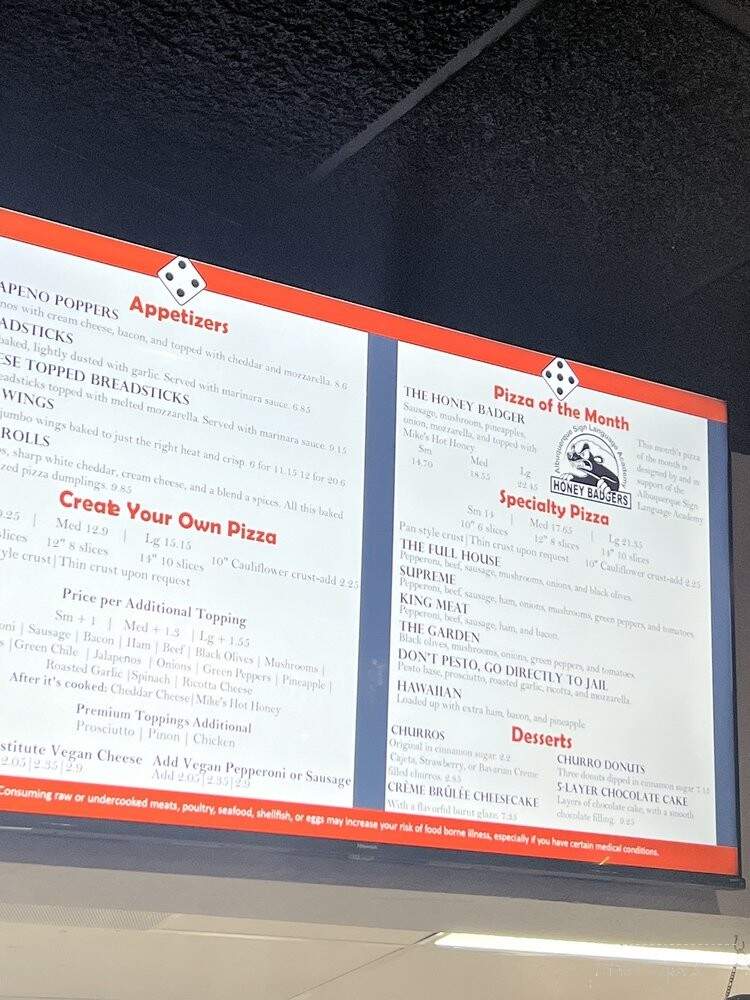 Slice and Dice Pizzeria - Albuquerque, NM menu_pic