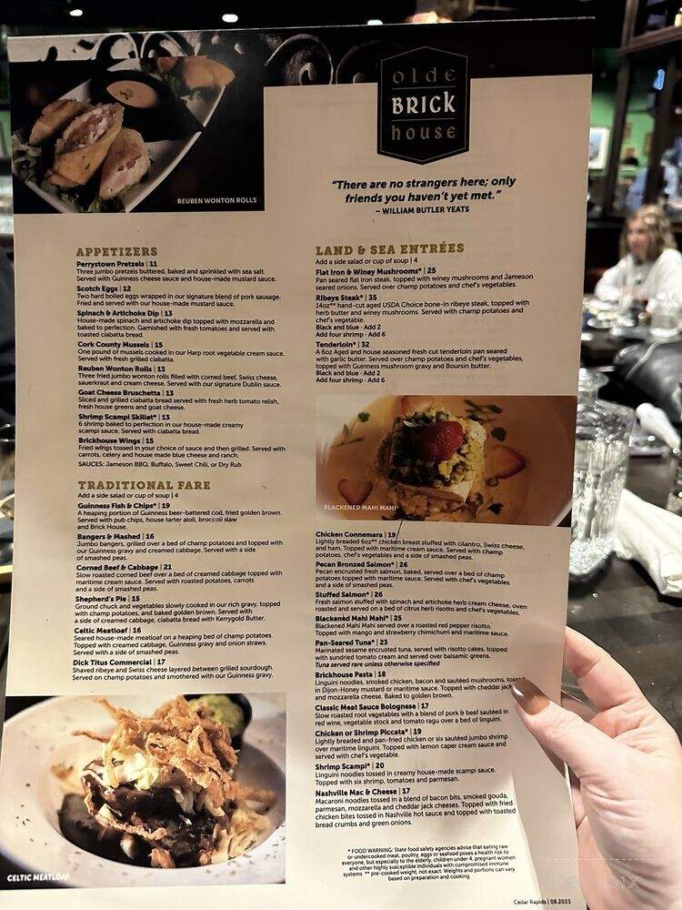 Olde Brick House - Cedar Rapids, IA menu_pic