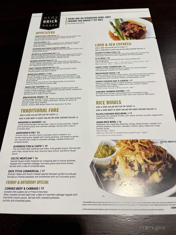 Olde Brick House - Cedar Rapids, IA menu_pic