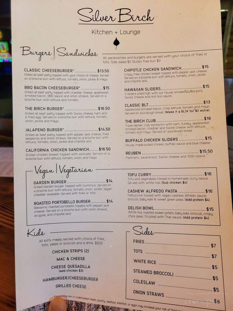 Silver Birch Kitchen Lounge - Portland, OR menu_pic