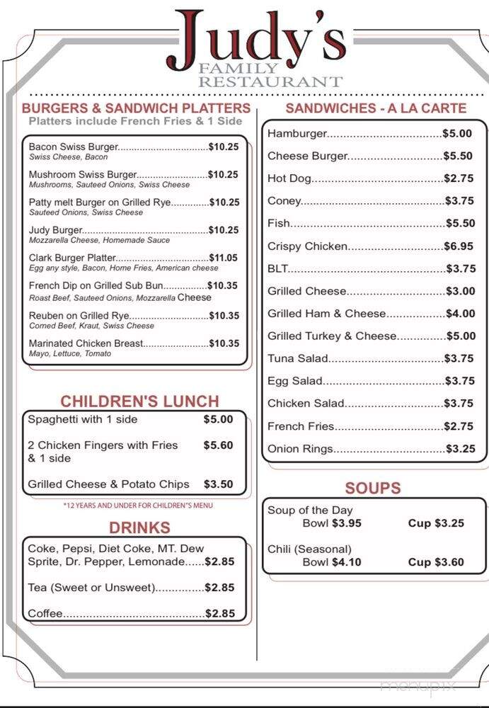 Judy's Family Restaurant - Canton, OH menu_pic