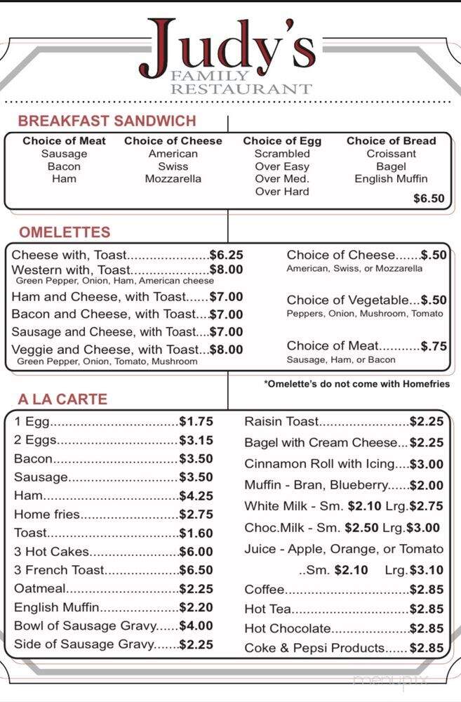 Judy's Family Restaurant - Canton, OH menu_pic