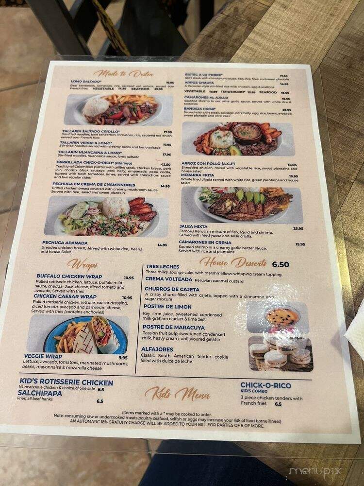Chick-O-Rico - Charlotte, NC menu_pic