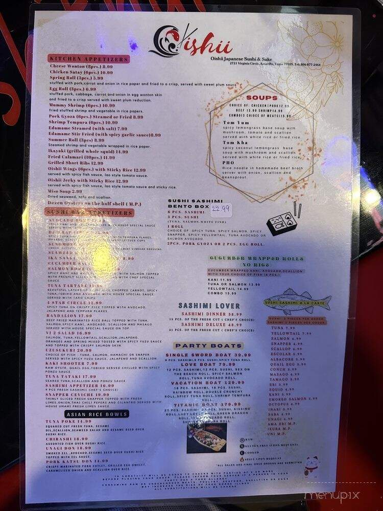 Oishii Japanese Sushi & Sake - Amarillo, TX menu_pic