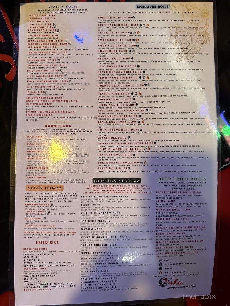 Oishii Japanese Sushi & Sake - Amarillo, TX menu_pic