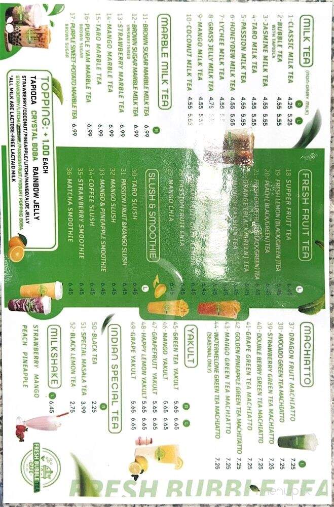 Fresh Bubble Tea - Lebanon, PA menu_pic