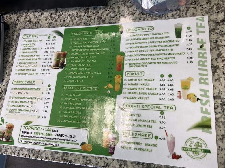 Fresh Bubble Tea - Lebanon, PA menu_pic