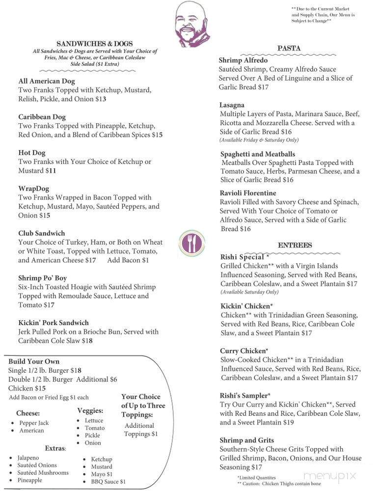 Rishi's - West Baden Springs, IN menu_pic