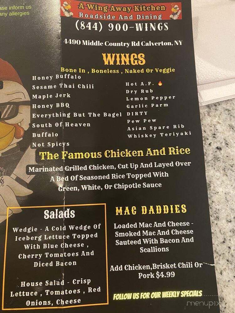 A Wing Away Kitchen - Calverton, NY menu_pic