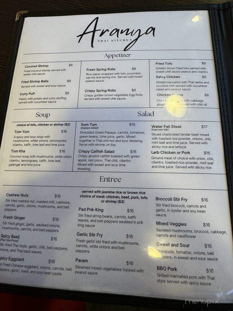 Aranya Thai Kitchen - Salt Lake City, UT menu_pic