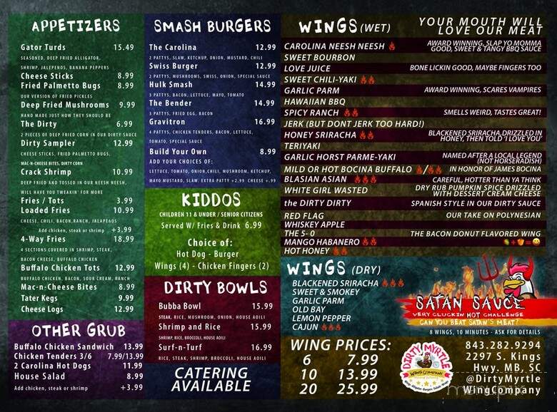 Dirty Myrtle Wing Company - Myrtle Beach, SC menu_pic
