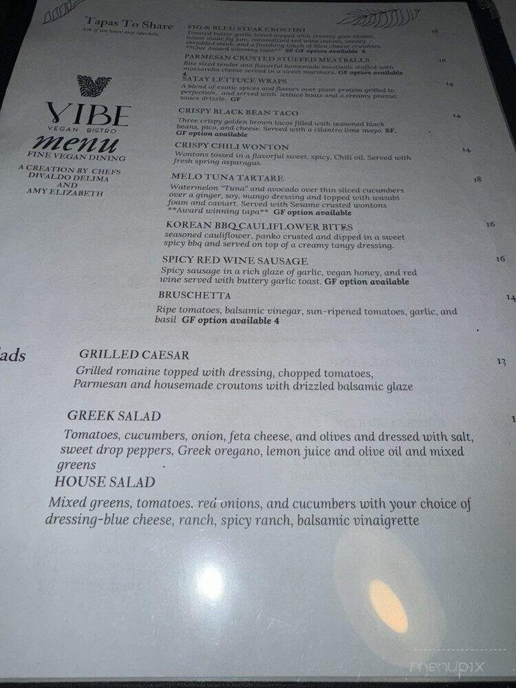Vibe Vegan Bistro - Destin, FL menu_pic