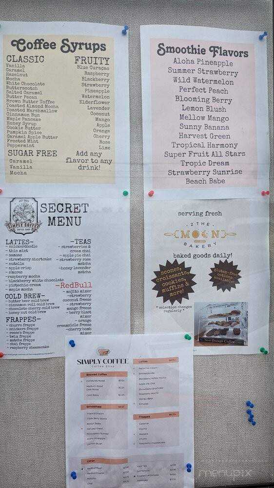 Simply Coffee - Manton, MI menu_pic