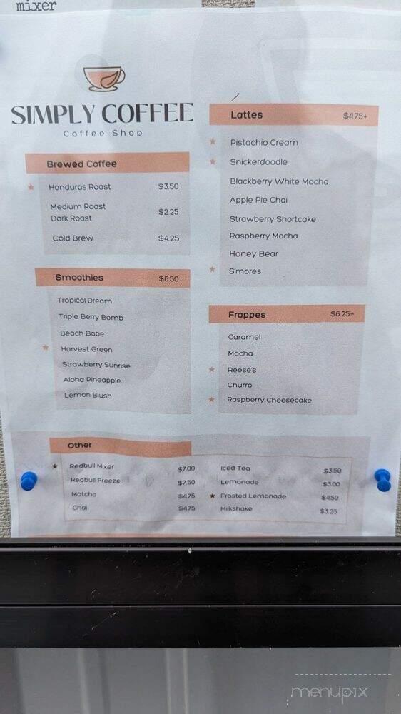 Simply Coffee - Manton, MI menu_pic