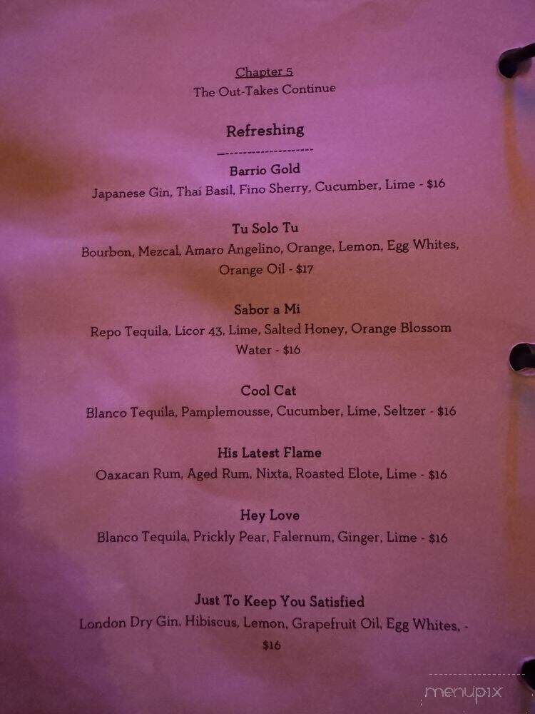 La Bamba Room - San Diego, CA menu_pic