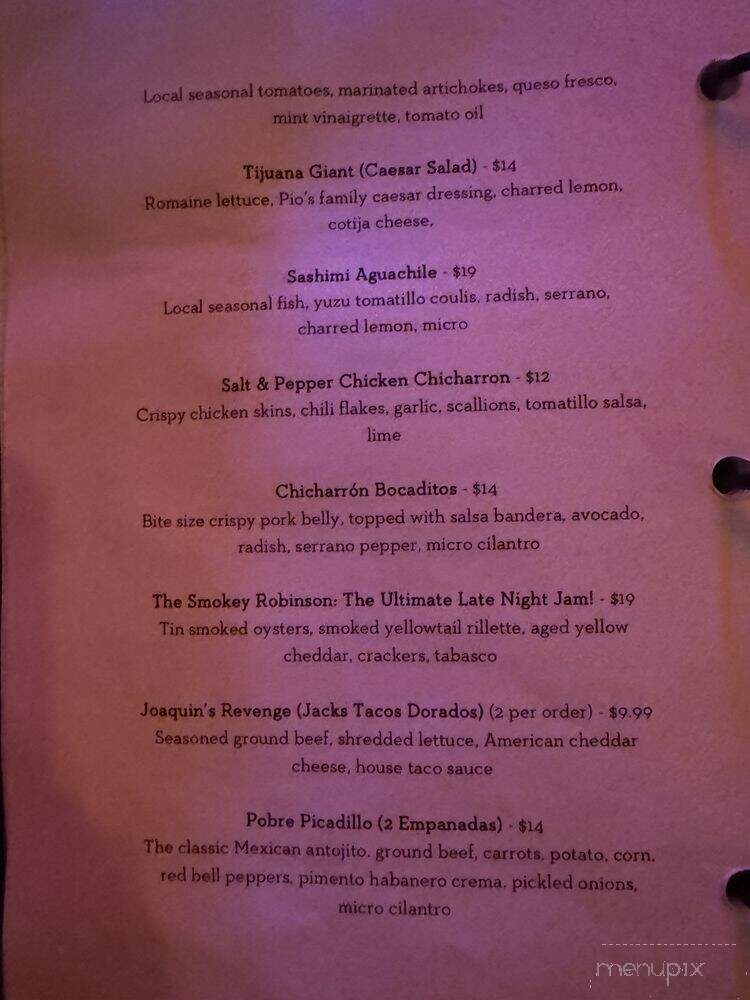 La Bamba Room - San Diego, CA menu_pic