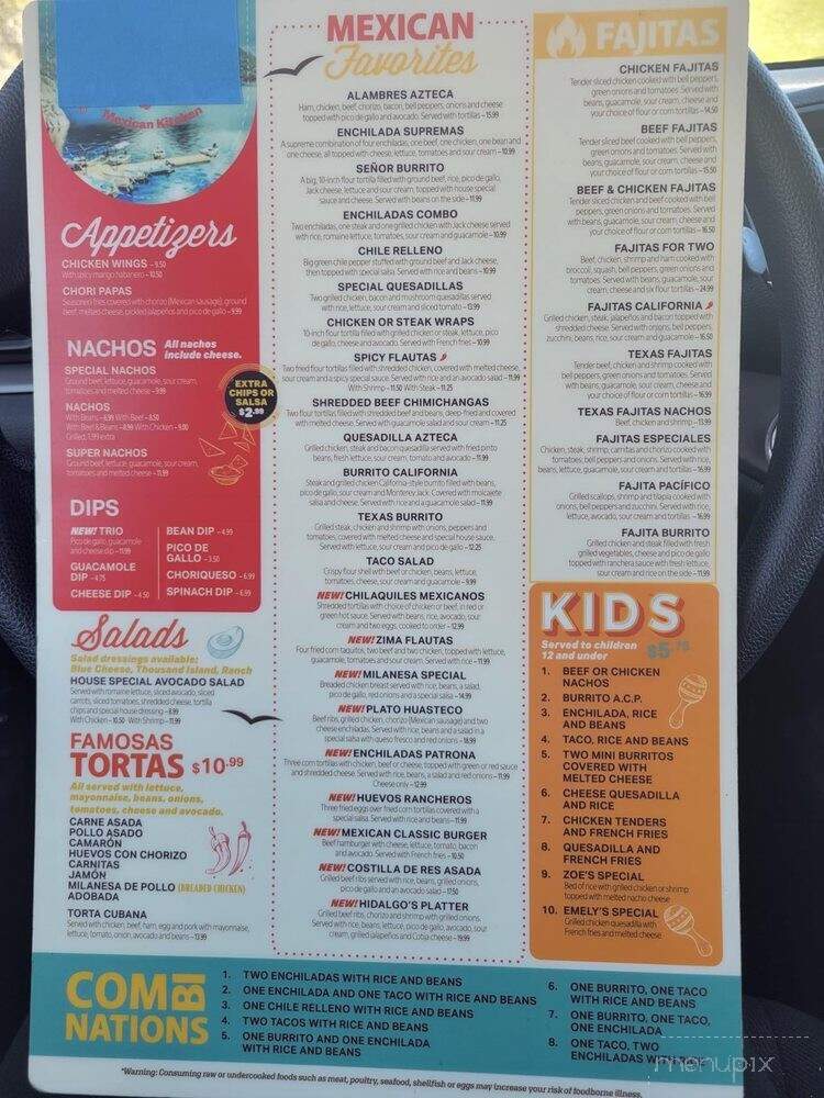 Pacifico Seafood and Grill - Burnsville, NC menu_pic