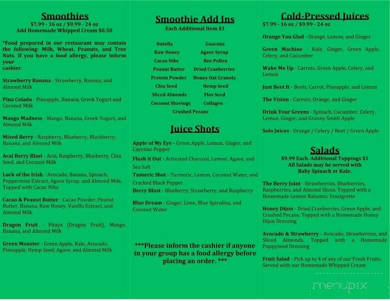 The Berry Joint - Warwick, RI menu_pic