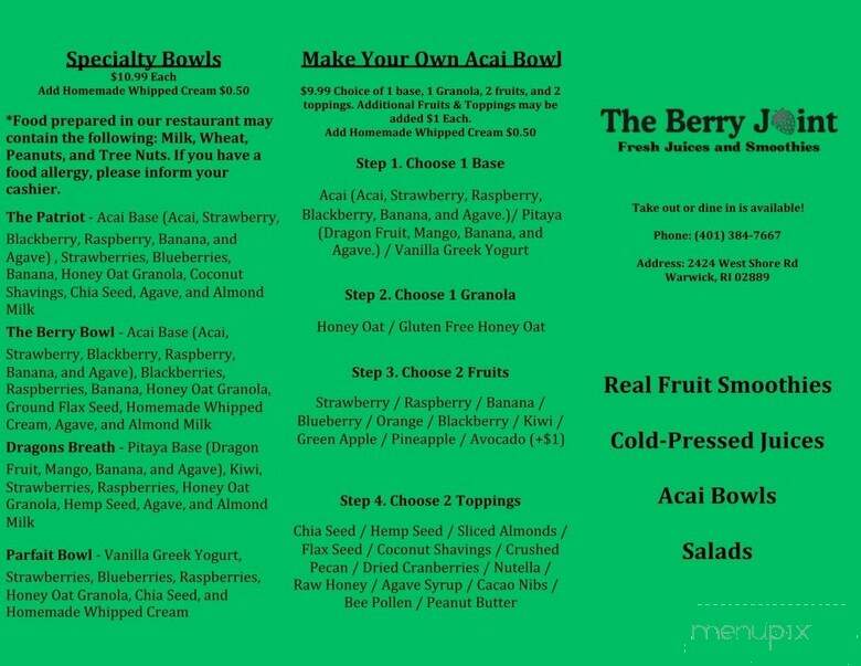 The Berry Joint - Warwick, RI menu_pic