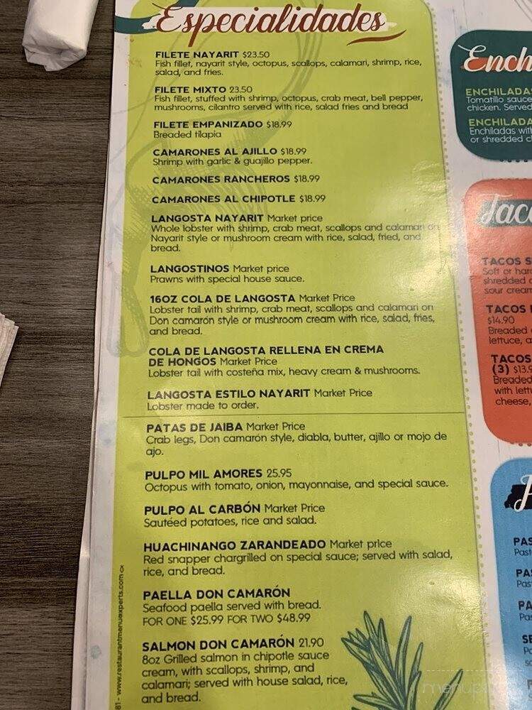 Mariscos Don Camaron - West Columbia, SC menu_pic