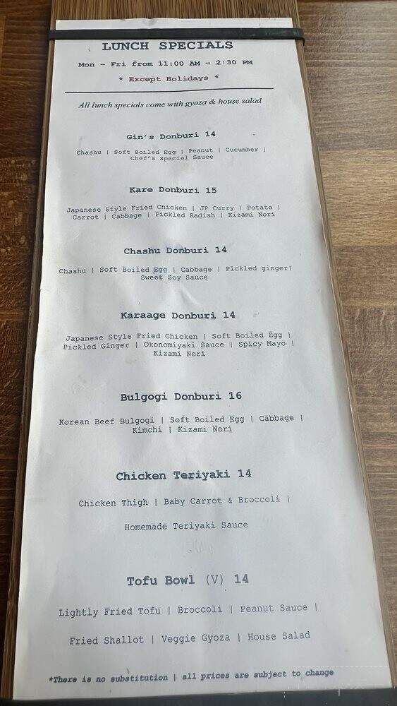 Gin Ramen & Asian Tapas - Alexandria, VA menu_pic