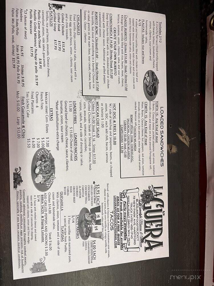 La Guera Food Truck - Hartford, CT menu_pic