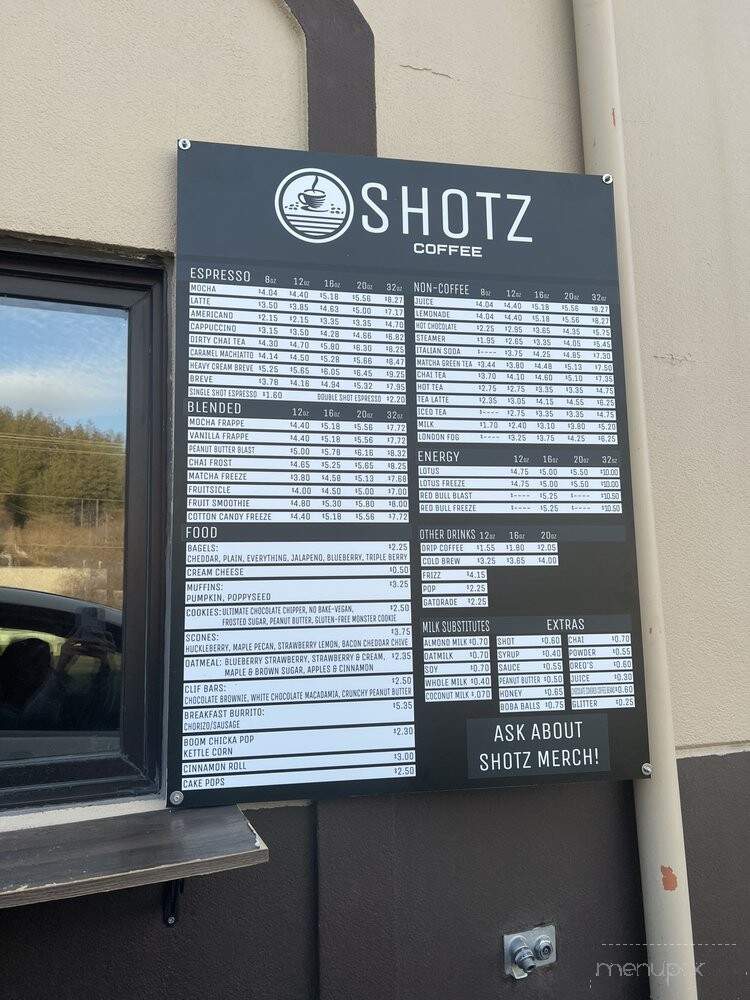 Shotz Coffee - Colfax, WA menu_pic
