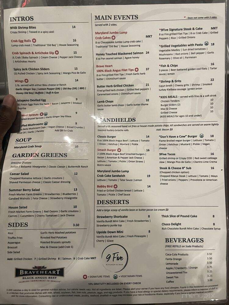 9Five Kitchen and Bar - Baltimore, MD menu_pic