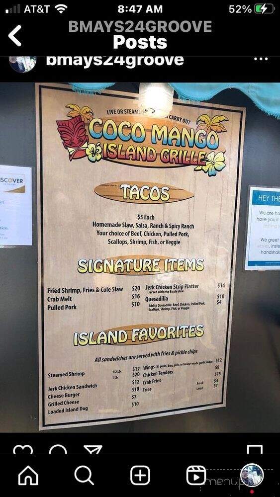 Coco Mango Island Grille - Lewes, DE menu_pic