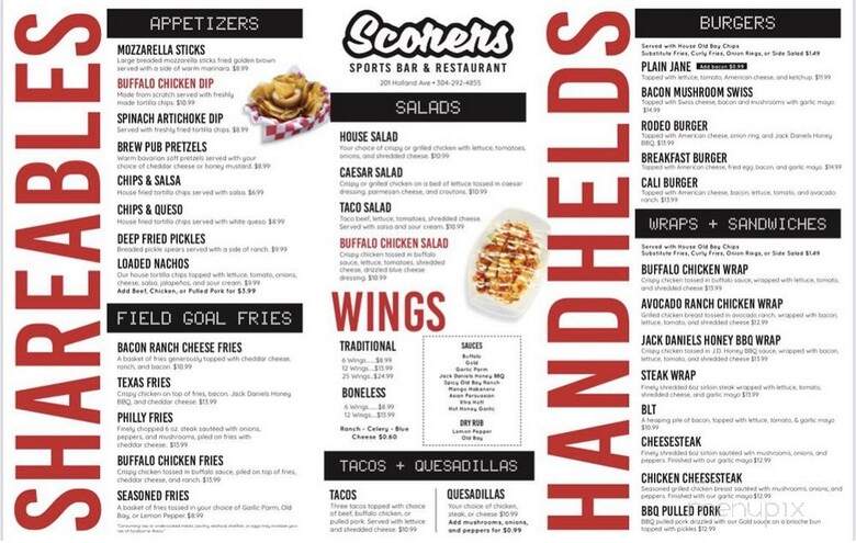 Scorers Sports Bar & Restaurant - Morgantown, WV menu_pic