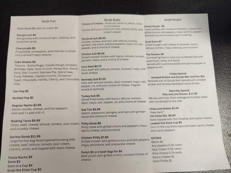 The Grub Stop - Hammond, IN menu_pic