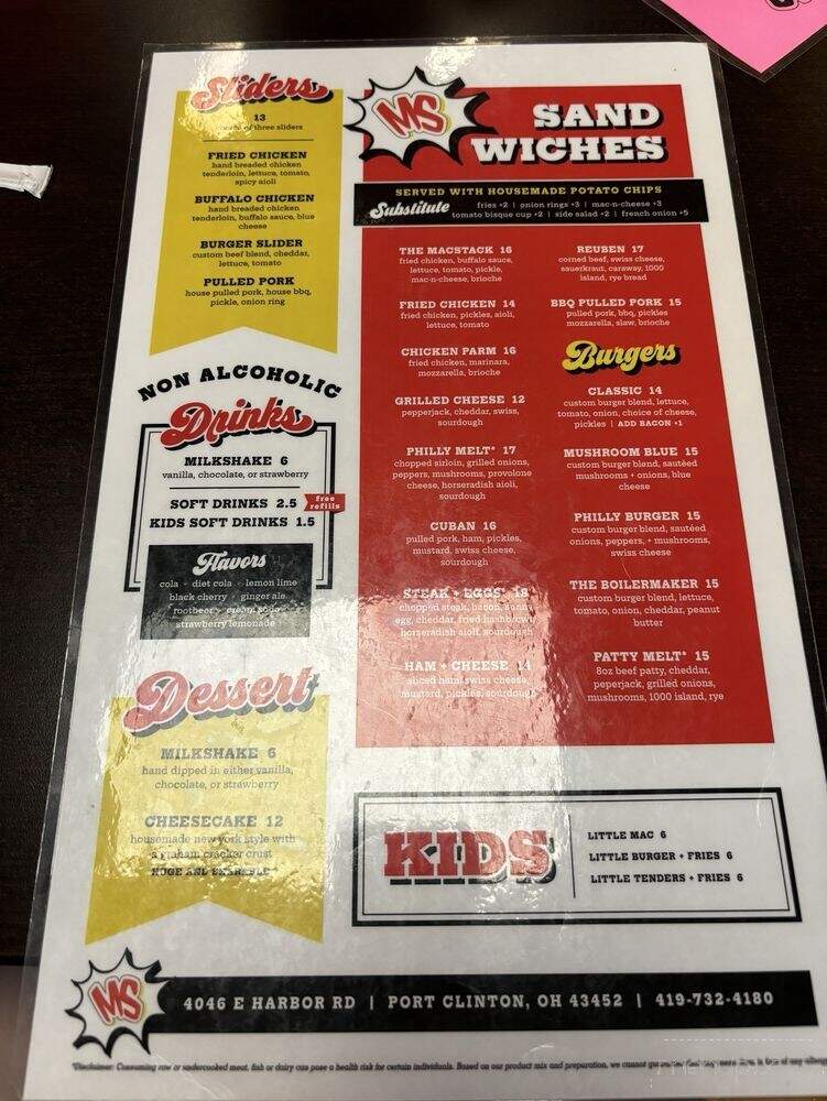 The MacStack Tavern - Port Clinton, OH menu_pic