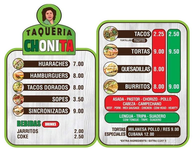 Taqueria Chonita - Charlotte, NC menu_pic
