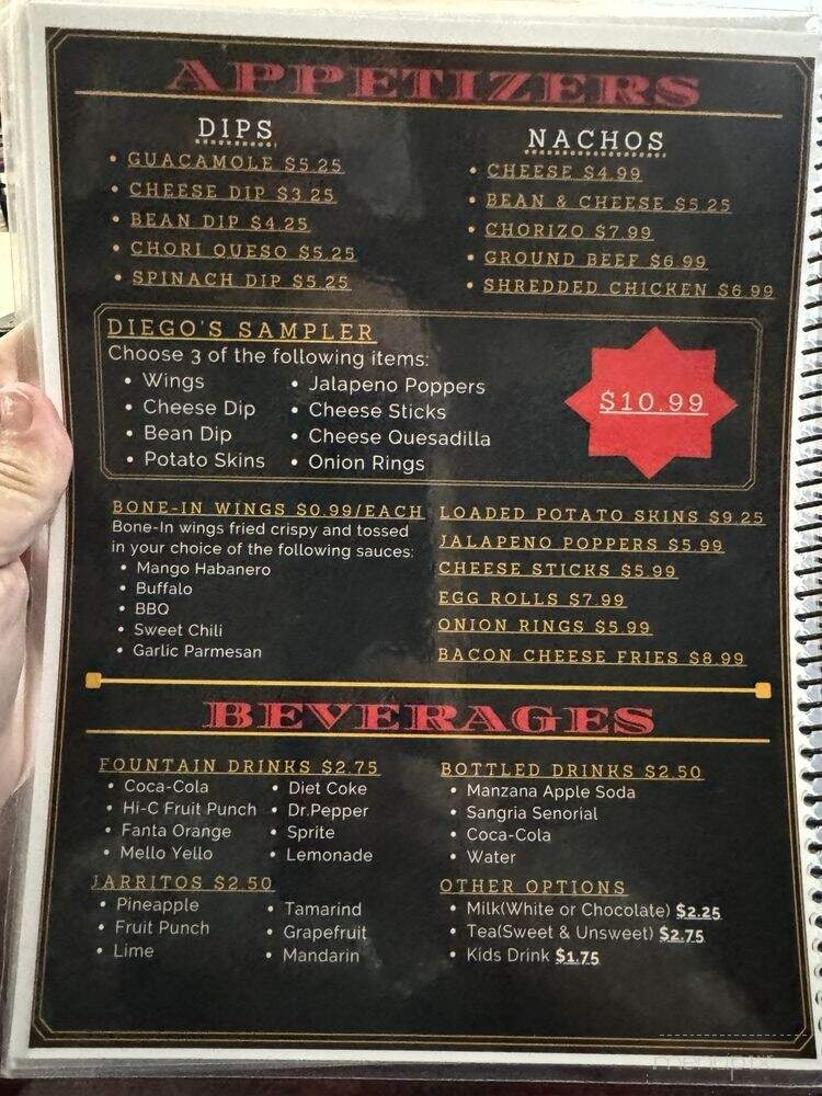 Diego's Bar and Grill - Somerset, KY menu_pic