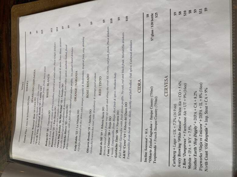 Finca Pintxos Bar - Salt Lake City, UT menu_pic