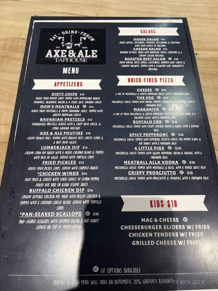 Axe & Ale Taphouse - Gilford, NH menu_pic