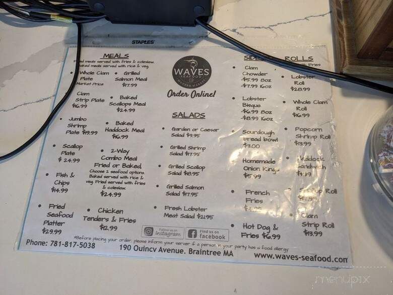 Waves Seafood - Braintree, MA menu_pic