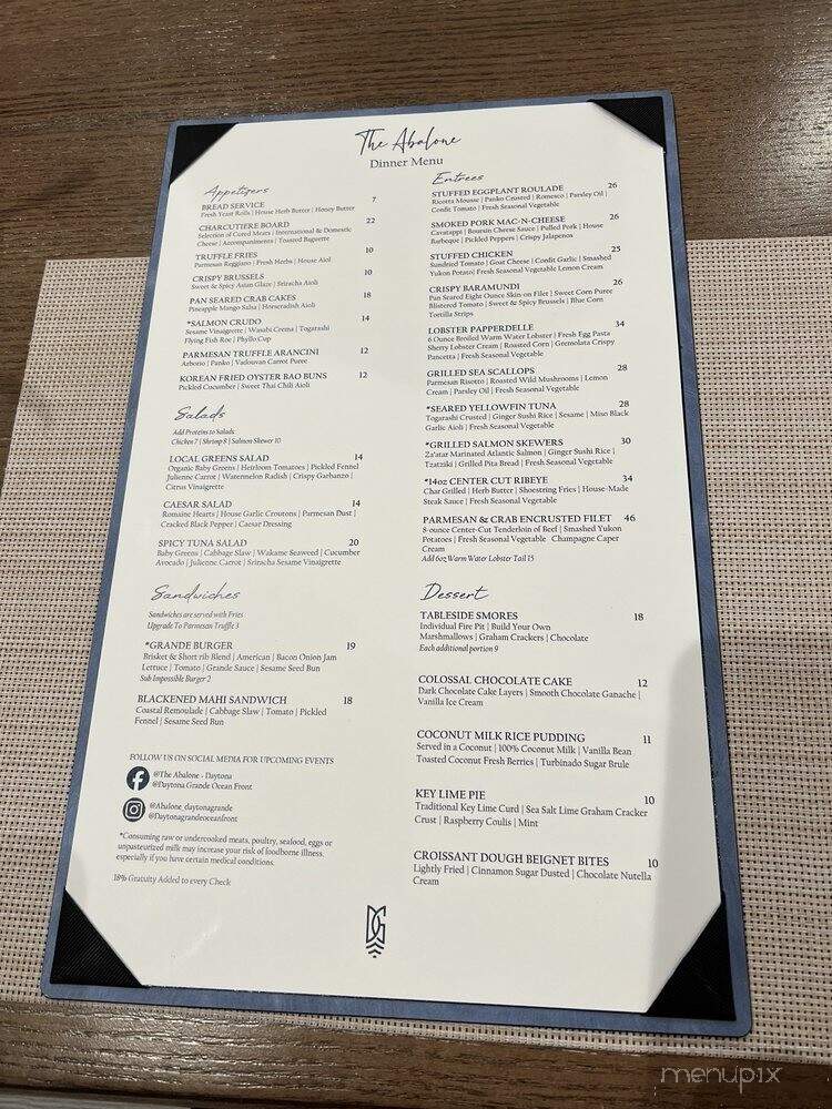 The Abalone Restaurant - Daytona Beach, FL menu_pic