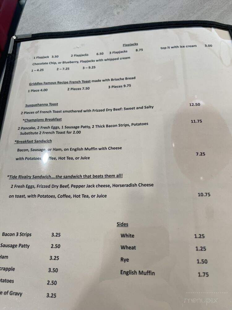 Griddles Malt Shoppe - Columbia, PA menu_pic