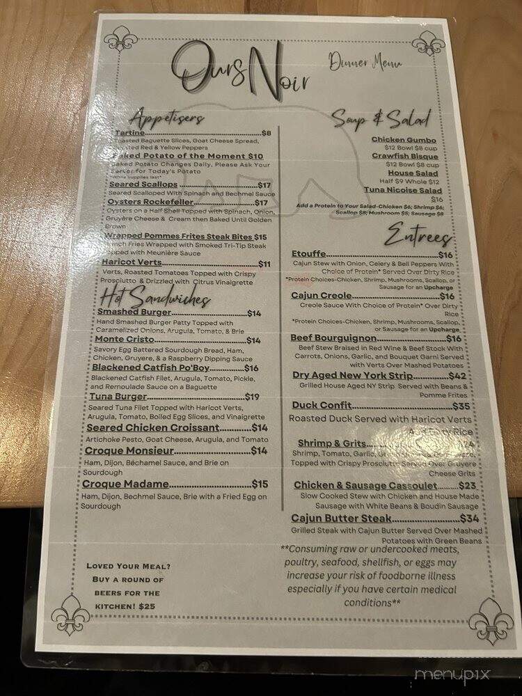 Ours Noir - Washington, VA menu_pic