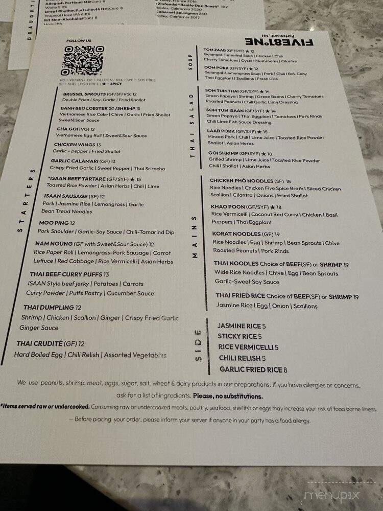 Five 81 Degrees NE - Portsmouth, NH menu_pic